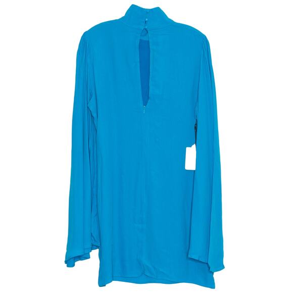 NWT Yllw Dress Bell Sleeve Boho Festival 70s Statement Ethereal Mini Blue Large - Picture 2 of 8